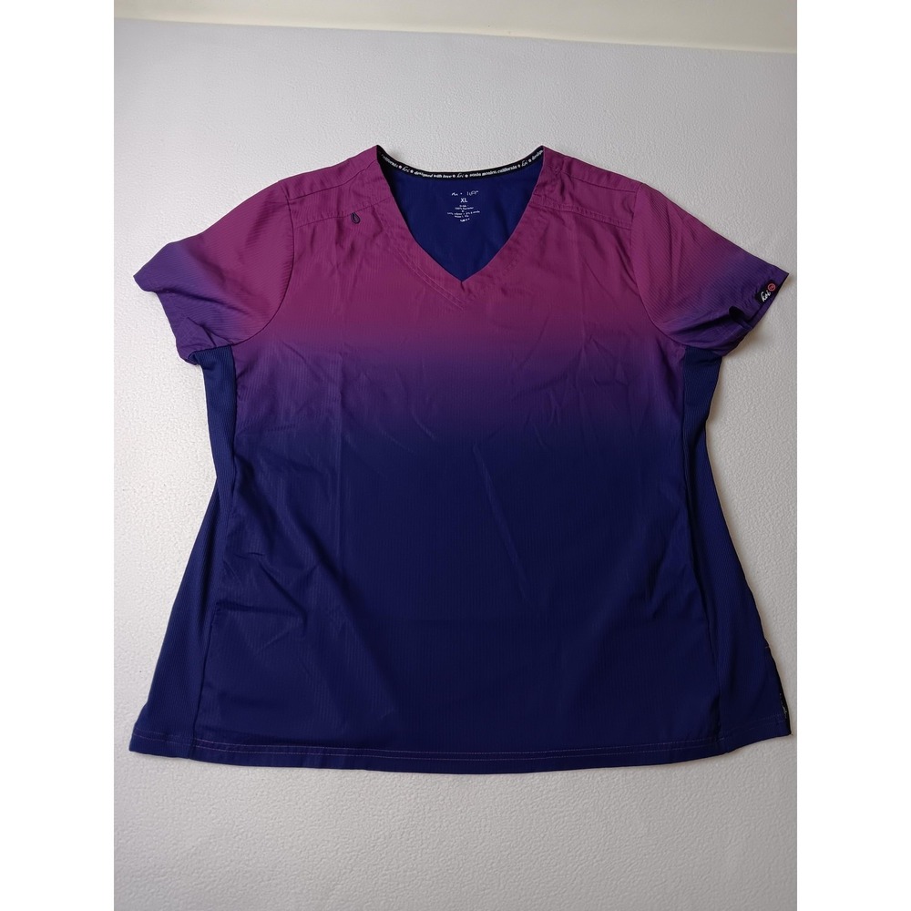 Koi Womens XL Purple Colorblock Ombre V-Neck Tunic T-Shirt Polyester Jersey